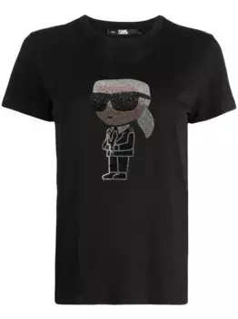 Футболка Ikon со стразами KARL LAGERFELD, черный