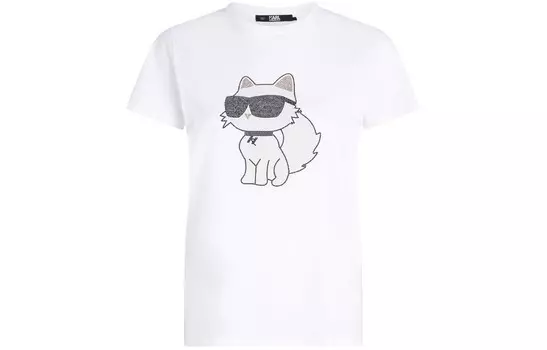 Футболка Ikonik 2.0 Choupette, украшенная стразами Karl Lagerfeld