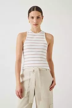 Футболка Ines без рукавов в рубчик с полосками Hush, белый