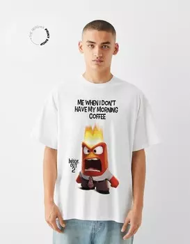 Футболка inside out 2 oversize с короткими рукавами Bershka, белый