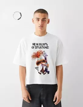 Футболка inside out 2 укороченная с коротким рукавом Bershka, белый