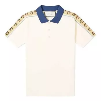 Футболка interlock double g stripe short sleeve polo shirt white Gucci, белый