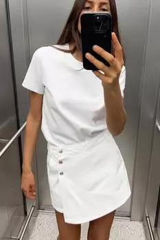 Футболка интерлок с коротким рукавом ZARA, белый
