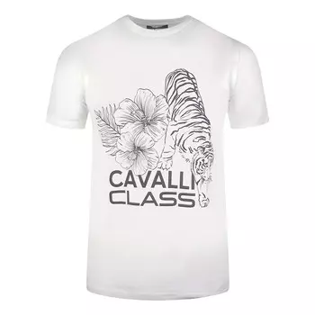 Футболка it с цветочным тигровым узором класса cavalli Cavalli Class, белый