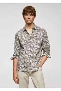 Футболка из 100 % хлопка с цветочным узором Mango, черный