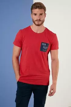 Футболка из 100 % хлопка с круглым вырезом с принтом 5902349 Buratti, красный