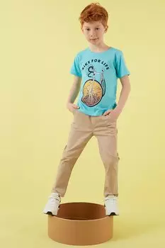 Футболка из 100 % хлопка с круглым вырезом с принтом 5923416 Lela, синий