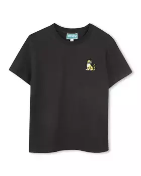 Футболка из 100% хлопка с логотипом на спине Kenzo Kids, чёрный