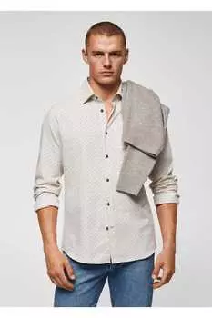 Футболка из 100% хлопка с рисунком Mango, бежевый