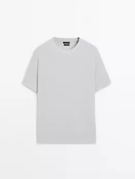 Футболка из 100% хлопка с текстурным трикотажем Massimo Dutti, серый