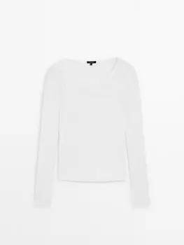 Футболка из 100% хлопка в два слоя Massimo Dutti, бежевый