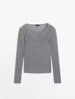 Футболка из 100% хлопка в два слоя Massimo Dutti, серый