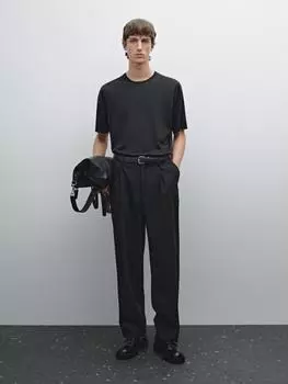 Футболка из 100% мериносовой шерсти Massimo Dutti, черный