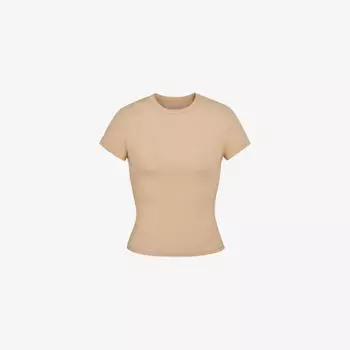 Футболка из эластичного джерси подходит всем Skims, цвет clay