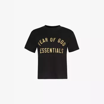 Футболка из эластичного джерси с логотипом и круглым вырезом Fear Of God Essentials, черный