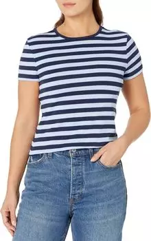Футболка из эластичного хлопка Petite в полоску LAUREN Ralph Lauren, цвет French Navy/Pebble Blue