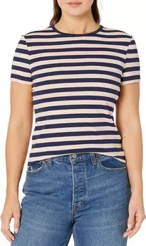 Футболка из эластичного хлопка Petite в полоску LAUREN Ralph Lauren, цвет French Navy/Pale Pink