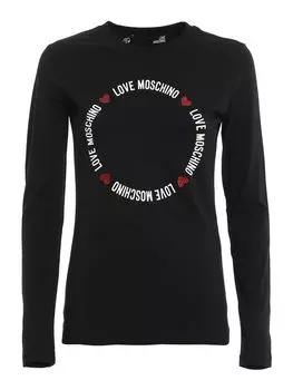 Футболка из эластичного хлопка с логотипом Chic Hearts LOVE MOSCHINO, черный