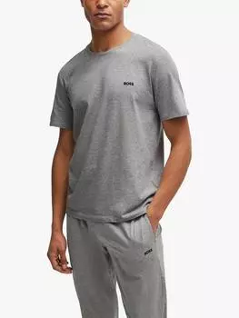 Футболка из эластичного хлопка с вышитым логотипом HUGO BOSS, цвет Medium Grey