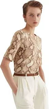 Футболка из эластичного хлопка со змеиным принтом LAUREN Ralph Lauren, цвет Black/Tan