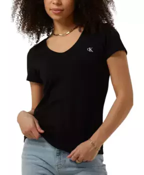 Футболка из эластичного топа с вышивкой Calvin Klein, черный