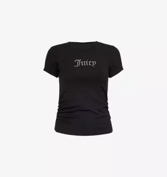Футболка из эластичной ткани с короткими рукавами и сборками Juicy Couture, черный