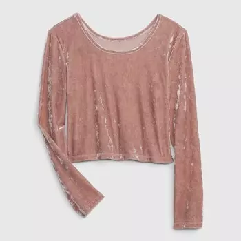 Футболка из бархата с длинными рукавами Gap, розовый