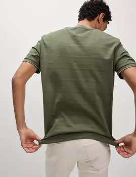 Футболка из чистого хлопка с фактурной текстурой Marks & Spencer, цвет Hunter green