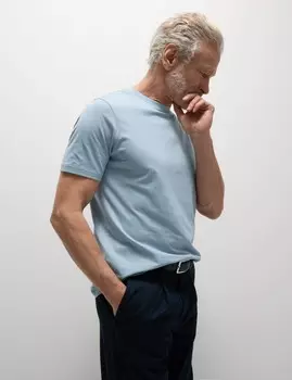 Футболка из чистого хлопка с круглым вырезом и стандартным кроем Marks & Spencer, цвет Air force blue