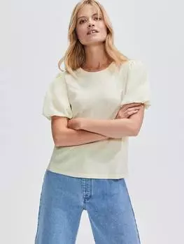 Футболка из чистого органического хлопка с пышными рукавами Ro&Zo, желтый