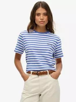 Футболка из чистого органического хлопка в полоску country club Superdry, синий