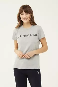 Футболка из домашнего хлопка с логотипом U S Polo Assn , серый