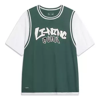 Футболка из двух частей с рисунком в виде кольца Li-Ning, зеленый
