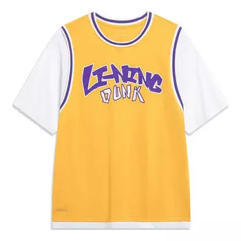 Футболка из двух частей с рисунком в виде кольца Li-Ning, желтый