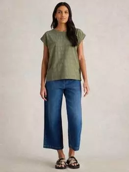 Футболка из джерси betty broderie на спине White Stuff, цвет Khaki Grn