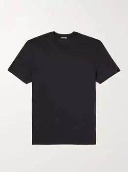 Футболка из джерси из лиоцелла и хлопка с вышитым логотипом TOM FORD, черный