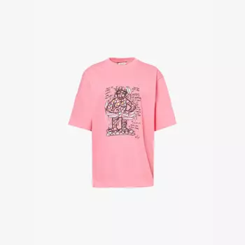 Футболка из джерси из органического хлопка с графическим принтом Holzweiler x Caviar Kaspia x Bjarne Melgaard Ranger Holzweiler, розовый