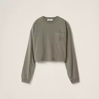 Футболка из джерси, окрашенная в готовом виде Miu Miu, зеленый