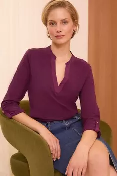 Футболка из джерси с длинным рукавом и V образным вырезом Love & Roses, красный