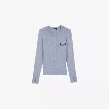 Футболка из джерси с длинными рукавами и накладным карманом The Kooples, серый