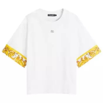 Футболка из джерси с контрастным рукавом Dolce & Gabbana, белый