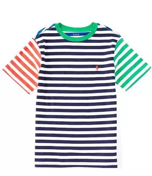 Футболка из джерси с короткими рукавами и цветными блоками Polo Ralph Lauren для больших мальчиков 8–20 лет, мультиколор