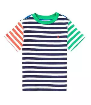Футболка из джерси с короткими рукавами и цветными блоками Polo Ralph Lauren Little Boys 2T-7, мультиколор