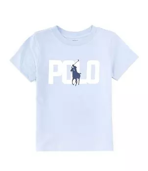 Футболка из джерси с короткими рукавами и логотипом Polo Ralph Lauren Little Boys 2T-7, синий