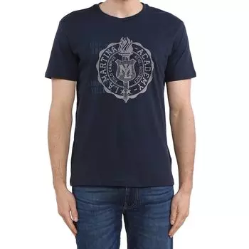 Футболка из джерси с круглым вырезом и графическим узором - Изысканный синий хлопок La Martina