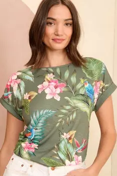 Футболка из джерси с круглым вырезом Love & Roses, зеленый