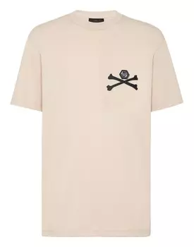 Футболка из джерси с круглым вырезом SS Skeleton Philipp Plein, бежевый