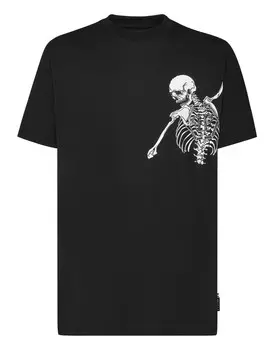 Футболка из джерси с круглым вырезом SS Skeleton Philipp Plein, цвет Black / White