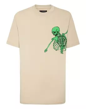 Футболка из джерси с круглым вырезом SS Skeleton Philipp Plein, бежевый