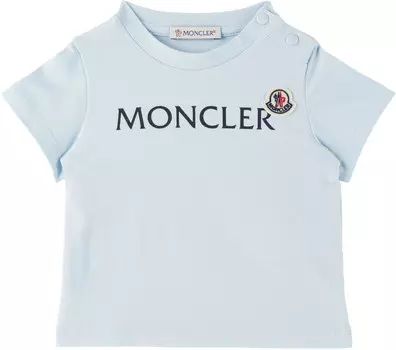 Футболка из джерси с логотипом для малышей Moncler Enfant, синий